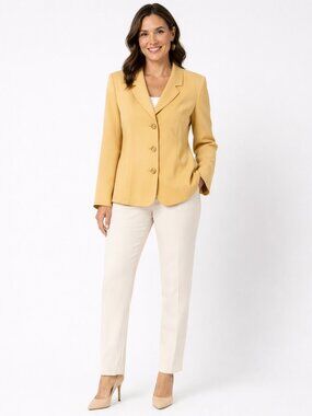 Vintage Blumarine Italy Camel Blazer Rayon Blend Old Money Quiet Luxury 90s Sz 6